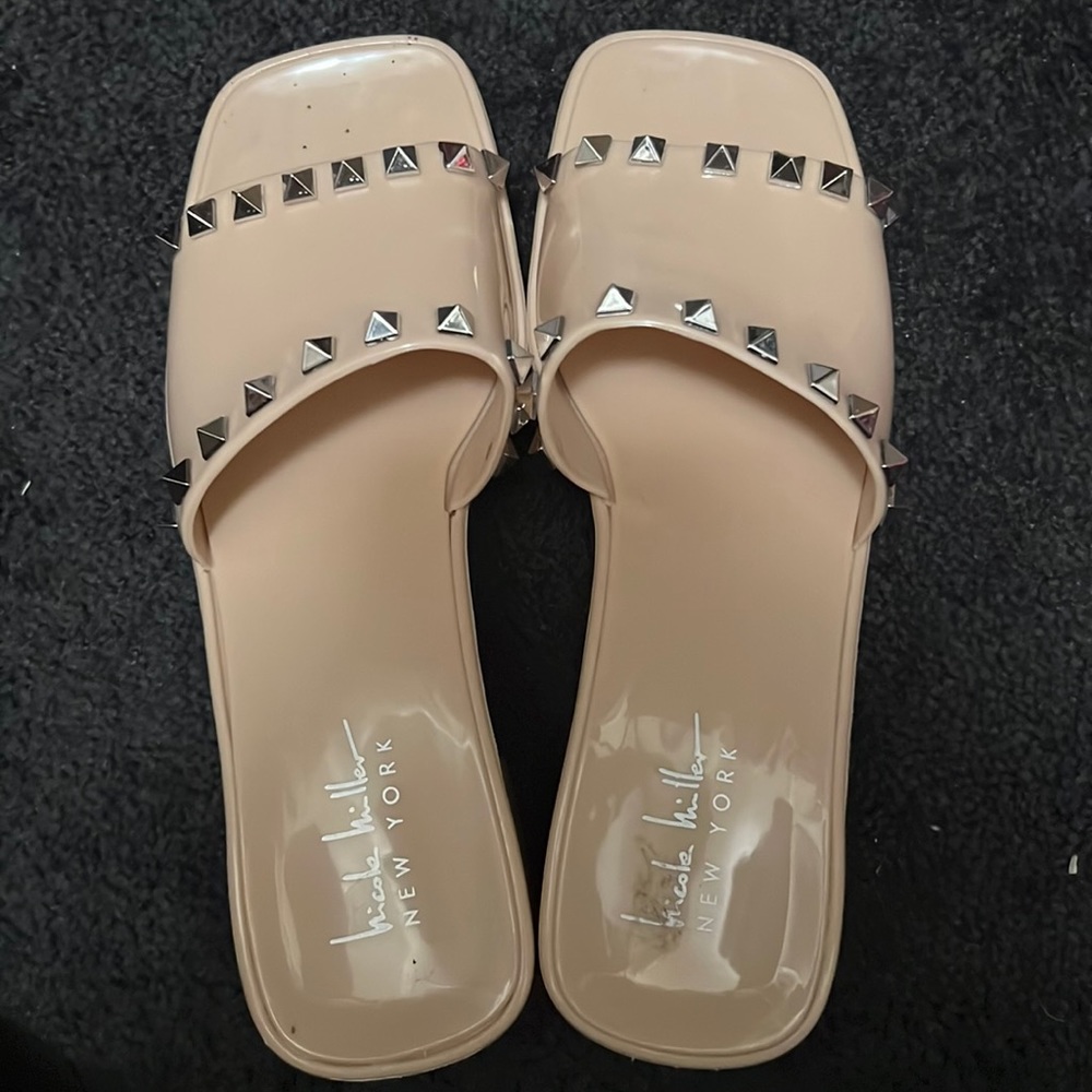 Nicole Miller New York nude studded sandals